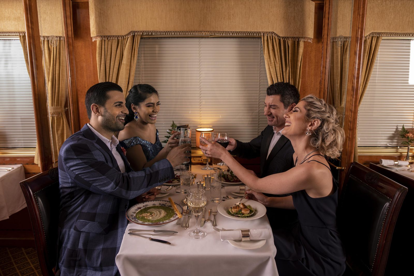 Guests dining aboard The Blue Train