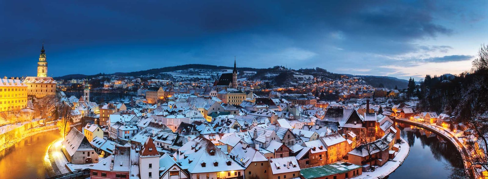 Cesky Krumlov at dusk - New Year in Vienna journey